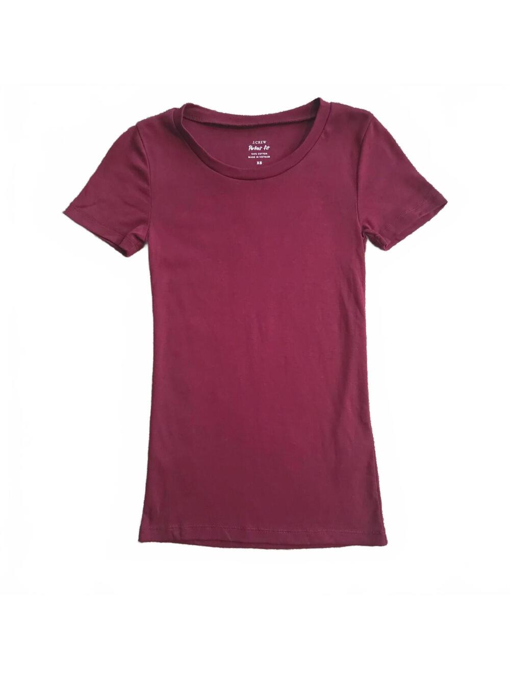 J.Crew Perfect Fit Women's Burgundy T-Shirt XS 100% Cotton